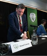 29 December 2019; FAI President Donal Conway during the FAI Annual General Meeting at the Citywest Hotel in Dublin. Photo by Ramsey Cardy/Sportsfile