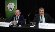 29 December 2019; FAI President Donal Conway, left, and FAI lead executive Paul Cooke during the FAI Annual General Meeting at the Citywest Hotel in Dublin. Photo by Ramsey Cardy/Sportsfile
