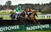 29 December 2019; Best Behaviour, with Barry Browne up, right, jump the last alongside Fiveaftermidnight, with PJ O'Hanlon up, on their way to winning the Tote Supporting Leopardstown Maiden Hurdle during Day Four of the Leopardstown Christmas Festival 2019 at Leopardstown Racecourse in Dublin. Photo by David Fitzgerald/Sportsfile