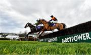 29 December 2019; Best Behaviour, with Barry Browne up, right, jump the last alongside Fiveaftermidnight, with PJ O'Hanlon up, on their way to winning the Tote Supporting Leopardstown Maiden Hurdle during Day Four of the Leopardstown Christmas Festival 2019 at Leopardstown Racecourse in Dublin. Photo by David Fitzgerald/Sportsfile