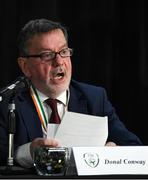 29 December 2019; FAI President Donal Conway during the FAI Annual General Meeting at the Citywest Hotel in Dublin. Photo by Ramsey Cardy/Sportsfile