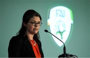 29 December 2019; FAI Chief Operating Officer Rea Walshe during the FAI Annual General Meeting at the Citywest Hotel in Dublin. Photo by Ramsey Cardy/Sportsfile