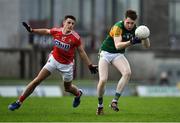 29 December 2019; Griffin Wharton of Kerry in action against Shane Forde of Cork during the 2020 McGrath Cup Group B match between Kerry and Cork at Austin Stack Park in Tralee, Kerry. Photo by Brendan Moran/Sportsfile