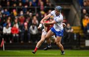 29 December 2019; Patrick Curran of Waterford scores his side's first goal despite the efforts of Niall O’Leary of Cork during the Co-op Superstores Munster Hurling League 2020 Group B match between Waterford and Cork at Fraher Field in Dungarvan, Waterford. Photo by Eóin Noonan/Sportsfile