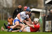 29 December 2019; Chris O’Leary of Cork is tackled by Patrick Curran of Waterford during the Co-op Superstores Munster Hurling League 2020 Group B match between Waterford and Cork at Fraher Field in Dungarvan, Waterford. Photo by Eóin Noonan/Sportsfile