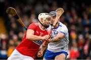 29 December 2019; Sean O’Leary-Hayes of Cork is tackled by Patrick Curran of Waterford during the Co-op Superstores Munster Hurling League 2020 Group B match between Waterford and Cork at Fraher Field in Dungarvan, Waterford. Photo by Eóin Noonan/Sportsfile