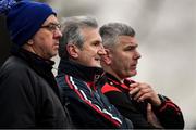 29 December 2019; Cork manager Kieran Kingston, centre, with Cork selectors Cork selectors Ger Cunningham, left, and Diarmuid O'Sullivan during the Co-op Superstores Munster Hurling League 2020 Group B match between Waterford and Cork at Fraher Field in Dungarvan, Waterford. Photo by Eóin Noonan/Sportsfile