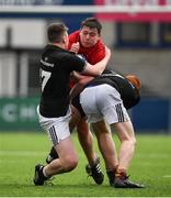 2 January 2020; Jamie Rafferty of North East Area is tackled by Oscar Hurley, left, and Turlough O'Brien of Metro Area during the Shane Horgan Cup Round 3 match between Metro Area and North East Area at Energia Park in Donnybrook, Dublin. Photo by David Fitzgerald/Sportsfile