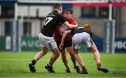 2 January 2020; Jamie Rafferty of North East Area is tackled by Oscar Hurley, left, and Turlough O'Brien of Metro Area during the Shane Horgan Cup Round 3 match between Metro Area and North East Area at Energia Park in Donnybrook, Dublin. Photo by David Fitzgerald/Sportsfile