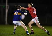 2 January 2020; Thomas Clancy of Cork in action against Joseph Nyland of Tipperary during the 2020 McGrath Cup Group B match between Cork and Tipperary at Mallow GAA Grounds in Mallow, Co Cork. Photo by Eóin Noonan/Sportsfile