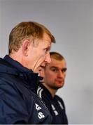 3 January 2020; Head coach Leo Cullen, left, and Rhys Ruddock during a Leinster Rugby press conference at the RDS Arena in Dublin. Photo by Seb Daly/Sportsfile