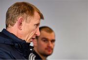 3 January 2020; Head coach Leo Cullen, left, and Rhys Ruddock during a Leinster Rugby press conference at the RDS Arena in Dublin. Photo by Seb Daly/Sportsfile