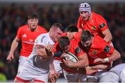 3 January 2020; Arno Botha, left, and Darren O'Shea of Munster is tackled by Jack McGrath of Ulster during the Guinness PRO14 Round 10 match between Ulster and Munster at Kingspan Stadium in Belfast. Photo by Ramsey Cardy/Sportsfile