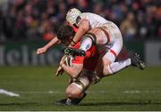 3 January 2020; Jack O'Donoghue of Munster is tackled by Luke Marshall of Ulster during the Guinness PRO14 Round 10 match between Ulster and Munster at Kingspan Stadium in Belfast. Photo by Harry Murphy/Sportsfile