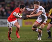 3 January 2020; Joey Carbery of Munster in action against Matty Rea of Ulster during the Guinness PRO14 Round 10 match between Ulster and Munster at Kingspan Stadium in Belfast. Photo by Harry Murphy/Sportsfile