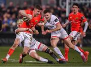 3 January 2020; Shane Daly of Munster is tackled by Luke Marshall of Ulster during the Guinness PRO14 Round 10 match between Ulster and Munster at Kingspan Stadium in Belfast. Photo by Harry Murphy/Sportsfile