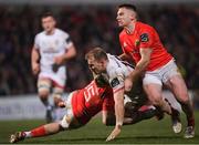 3 January 2020; Will Addison of Ulster is tackled by Shane Daly, left, and Rory Scannell of Munster during the Guinness PRO14 Round 10 match between Ulster and Munster at Kingspan Stadium in Belfast. Photo by Ramsey Cardy/Sportsfile