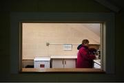 4 January 2020; Mary Martin prepares tea prior to the 2020 O'Byrne Cup Round 2 match between Meath and Laois at Pairc Tailteann in Navan, Meath. Photo by Harry Murphy/Sportsfile