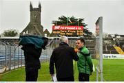 4 January 2020; Nemo Rangers selector Harry Cripps is interviewed by Briain Tyres of TG4 prior to the AIB GAA Football All-Ireland Senior Club Championship semi-final match between Corofin and Nemo Rangers at Cusack Park in Ennis, Clare. Photo by Brendan Moran/Sportsfile