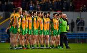 4 January 2020; The Corofin team stand for Amhrán na bhFiann prior to the AIB GAA Football All-Ireland Senior Club Championship semi-final match between Corofin and Nemo Rangers at Cusack Park in Ennis, Clare. Photo by Brendan Moran/Sportsfile