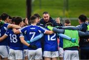 4 January 2020; Laois manager Micheal Quirke speaks to his players prior to the 2020 O'Byrne Cup Round 2 match between Meath and Laois at Pairc Tailteann in Navan, Meath. Photo by Harry Murphy/Sportsfile