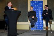 4 January 2020; MC Philip Lawlor, Former Leinster and Ireland player Gordon D'Arcy, Leinster Rugby Academy Manager Noel McNamara during the Leinster Junior Rugby lunch at the Intercontinental Hotel in Ballsbridge, Dublin. This is the third year that the lunch has been held in celebration of Junior Club Rugby in Leinster. Photo by Ramsey Cardy/Sportsfile