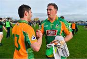 4 January 2020; Bernard Power of Corofin, right, celebrates with team-mate Ian Burke after the AIB GAA Football All-Ireland Senior Club Championship semi-final match between Corofin and Nemo Rangers at Cusack Park in Ennis, Clare. Photo by Brendan Moran/Sportsfile