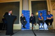 4 January 2020; MC Philip Lawlor, Former Leinster and Ireland player Gordon D'Arcy, Leinster Rugby Academy Manager Noel McNamara, and Leinster players Adam Byrne and James Tracy during the Leinster Junior Rugby lunch at the Intercontinental Hotel in Ballsbridge, Dublin. This is the third year that the lunch has been held in celebration of Junior Club Rugby in Leinster. Photo by Ramsey Cardy/Sportsfile