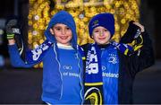 4 January 2020; Leinster supporters Charlie Collins, age 8, left, and Zack Battersby, age 7, from Blackrock in Dublin, prior to the Guinness PRO14 Round 10 match between Leinster and Connacht at the RDS Arena in Dublin. Photo by Seb Daly/Sportsfile