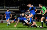 4 January 2020; Joe Tomane of Leinster dives over to score his side's fourth try during the Guinness PRO14 Round 10 match between Leinster and Connacht at the RDS Arena in Dublin. Photo by Ramsey Cardy/Sportsfile