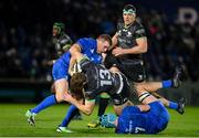 4 January 2020; Kyle Godwin of Connacht is tackled by Will Connors, right, and Sean Cronin of Leinster during the Guinness PRO14 Round 10 match between Leinster and Connacht at the RDS Arena in Dublin. Photo by Sam Barnes/Sportsfile