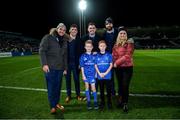 4 January 2020; Matchday mascot 9 year old Jack Cooke, from Tyrrelstown, Dublin, with Leinster players James Lowe, Jimmy O'Brien, Conor O'Brien and Scott Fardy ahead of the Guinness PRO14 Round 10 match between Leinster and Connacht at the RDS Arena in Dublin. Photo by Ramsey Cardy/Sportsfile