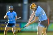 5 January 2020; Eamonn Dillon of Dublin shoots to score his side’s second goal during the 2020 Walsh Cup Round 3 match between Dublin and Carlow at Parnell Park in Dublin. Photo by Sam Barnes/Sportsfile