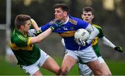 5 January 2020; Conor Sweeney of Tipperary is tackled by Dylan Casey of Kerry  during the 2020 McGrath Cup Group B match between Tipperary and Kerry at Clonmel Sportsfield in Clonmel, Tipperary. Photo by Brendan Moran/Sportsfile