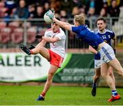 5 January 2020; David Mulgrew of Tyrone in action against Evaan Fortune of Cavan during the Bank of Ireland Dr McKenna Cup Round 2 match between Tyrone and Cavan at Healy Park in Omagh, Tyrone. Photo by Oliver McVeigh/Sportsfile
