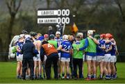 5 January 2020; Laois selector Niall Corcoran speaks to his players ahead of the 2020 Walsh Cup Round 3 match between Laois and Westmeath at O'Keeffe Park in Borris in Ossory, Laois. Photo by Ramsey Cardy/Sportsfile