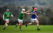 5 January 2020; Eric Killeen of Laois in action against Robbie Greville of Westmeath during the 2020 Walsh Cup Round 3 match between Laois and Westmeath at O'Keeffe Park in Borris in Ossory, Laois. Photo by Ramsey Cardy/Sportsfile