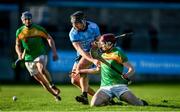 5 January 2020; Alan Corcoran of Carlow in action against Donal Burke of Dublin during the 2020 Walsh Cup Round 3 match between Dublin and Carlow at Parnell Park in Dublin. Photo by Sam Barnes/Sportsfile