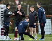 8 January 2020; Peter O'Mahony with Munster team-mates, from left, Conor Murray, David Kilcoyne, Rory Scannell and Chris Farrell during a Munster Rugby squad training session at University of Limerick in Limerick. Photo by Matt Browne/Sportsfile