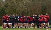 8 January 2020; The Munster squad huddle during a Munster Rugby squad training session at University of Limerick in Limerick. Photo by Matt Browne/Sportsfile