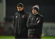 8 January 2020; Derry manager Rory Gallagher, right, along with assistant manager Enda Muldoon before the Bank of Ireland Dr McKenna Cup Round 3 match between Derry and Donegal at Celtic Park in Derry. Photo by Oliver McVeigh/Sportsfile