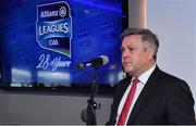 9 January 2020; Speaking at the Allianz Football League 2020 launch in Dublin is Sean McGrath, CEO, Allianz Ireland. 2020 marks the 28th year of Allianz’ partnership with the GAA as sponsors of the Allianz Leagues. Photo by Brendan Moran/Sportsfile