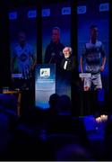 10 January 2020; George King, last surviving founding SWAI member, speaking during the SSE Airtricity / Soccer Writers Association of Ireland Diamond Jubilee Personality of the Year Awards 2019 at the Clayton Hotel in Dublin. Photo by Seb Daly/Sportsfile