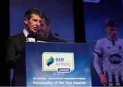 10 January 2020; Alan O'Neill speaking during the SSE Airtricity/SWAI Diamond Jubilee Personality of the Year Awards 2019 at the Clayton Hotel in Dublin. Photo by Seb Daly/Sportsfile