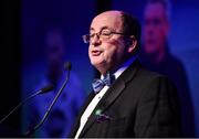 10 January 2020; John Brennan asks questions during a table-quiz at the SSE Airtricity/SWAI Diamond Jubilee Personality of the Year Awards 2019 at the Clayton Hotel in Dublin. Photo by Seb Daly/Sportsfile