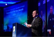 10 January 2020; John Brennan asks questions during a table-quiz at the SSE Airtricity/SWAI Diamond Jubilee Personality of the Year Awards 2019 at the Clayton Hotel in Dublin. Photo by Seb Daly/Sportsfile