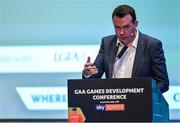10 January 2020; MC Damian Lawlor speaking at The GAA Games Development Conference, in partnership with Sky Sports, which took place in Croke Park on Friday and Saturday. A record attendance of over 800 delegates were present to see over 30 speakers from the world of Gaelic games, sport and education. Photo by Piaras Ó Mídheach/Sportsfile