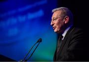 10 January 2020; Vice President, SWAI, Tony O'Donoghue speaking during the SSE Airtricity / SWAI Diamond Jubilee Personality of the Year Awards 2019 at the Clayton Hotel in Dublin. Photo by Seb Daly/Sportsfile