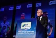 10 January 2020; Vice President, SWAI, Tony O'Donoghue speaking during the SSE Airtricity / SWAI Diamond Jubilee Personality of the Year Awards 2019 at the Clayton Hotel in Dublin. Photo by Seb Daly/Sportsfile