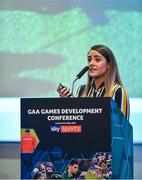 10 January 2020; Cork ladies footballer Orlagh Farmer speaking at The GAA Games Development Conference, in partnership with Sky Sports, which took place in Croke Park on Friday and Saturday. A record attendance of over 800 delegates were present to see over 30 speakers from the world of Gaelic games, sport and education. Photo by Piaras Ó Mídheach/Sportsfile